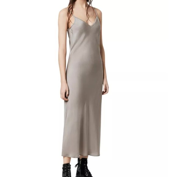 Allsaints Tierney Slip Dress Pearl Gray 
